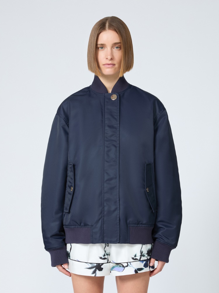 Oversized water-repellent fabric bomber jacket - MIDNIGHTBLUE - 2