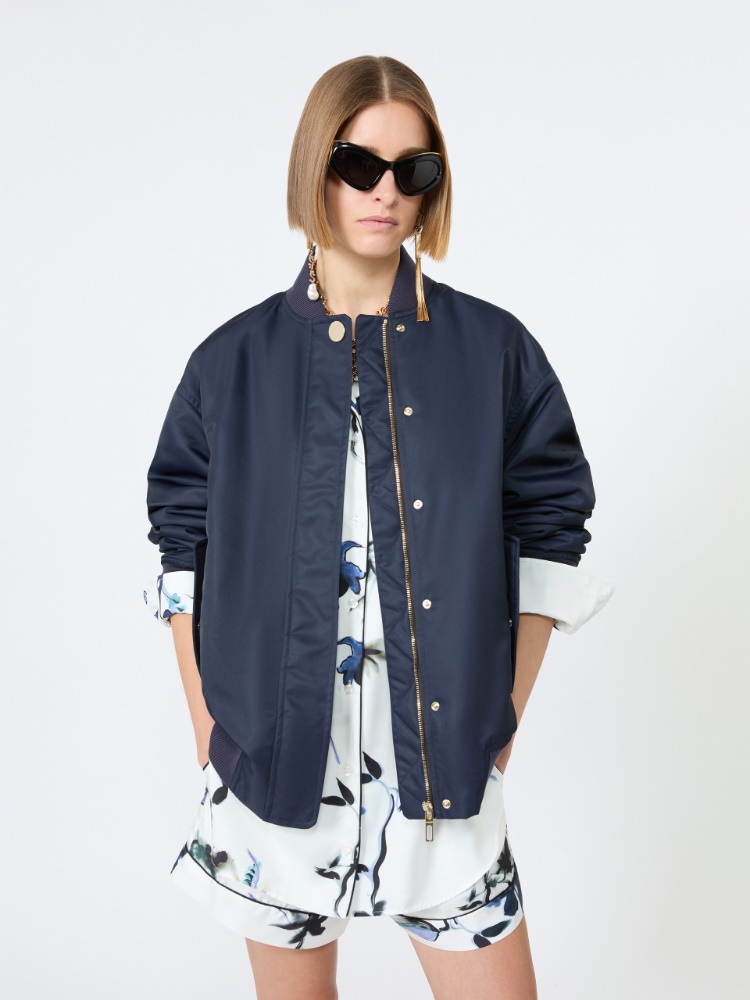 Oversized water-repellent fabric bomber jacket - MIDNIGHTBLUE - 4