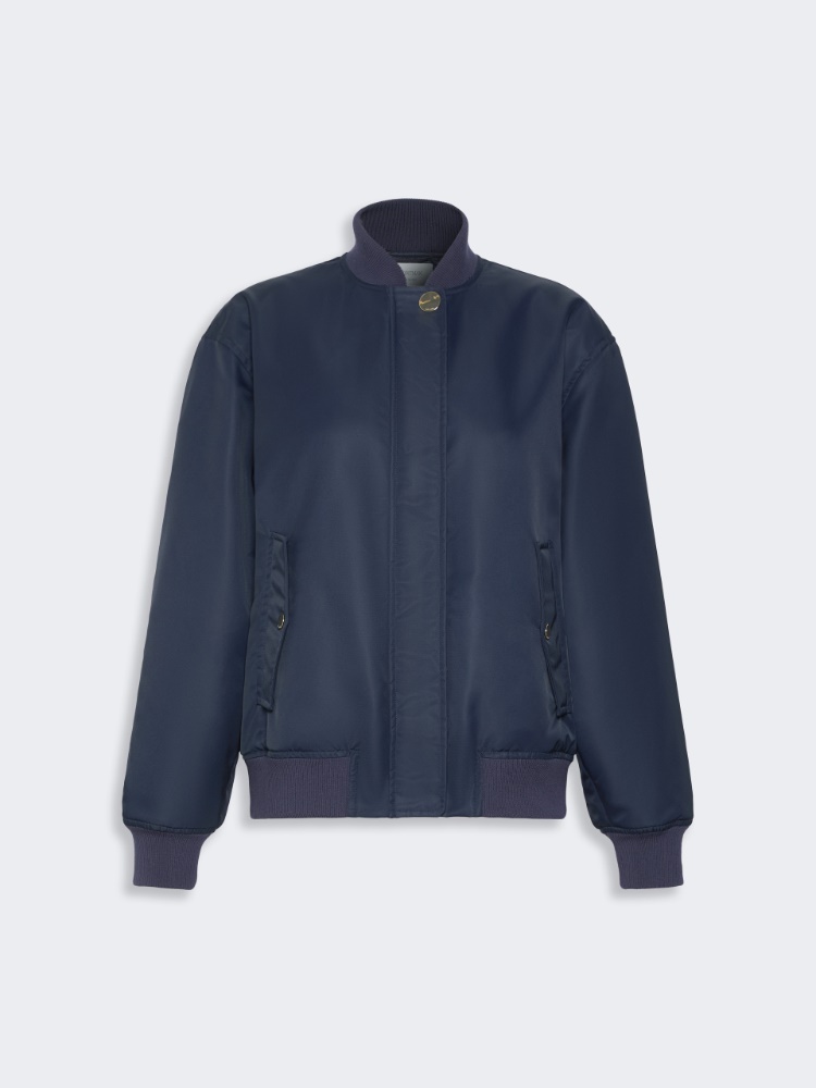 Oversized water-repellent fabric bomber jacket - MIDNIGHTBLUE