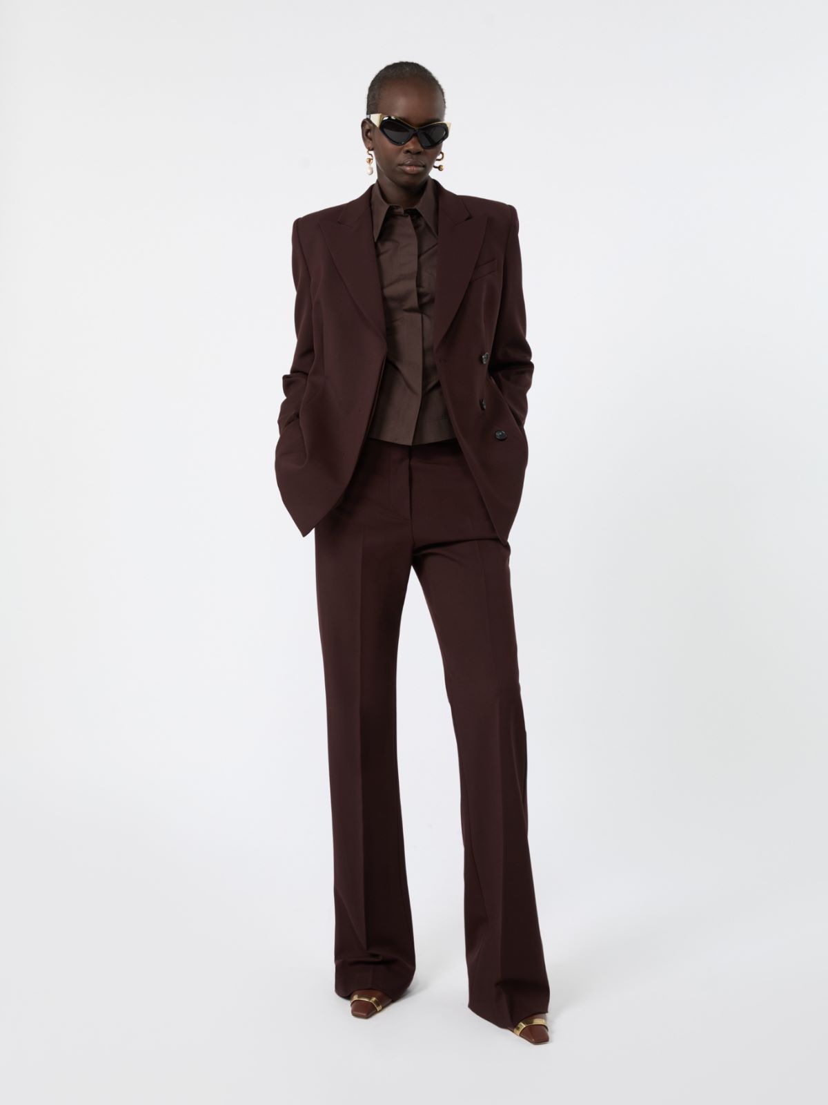 Stretch wool tailored jacket - PLUM