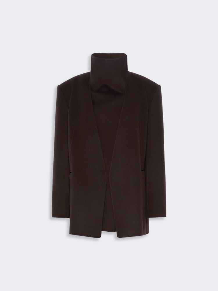Straight pure wool jacket - COFFEE