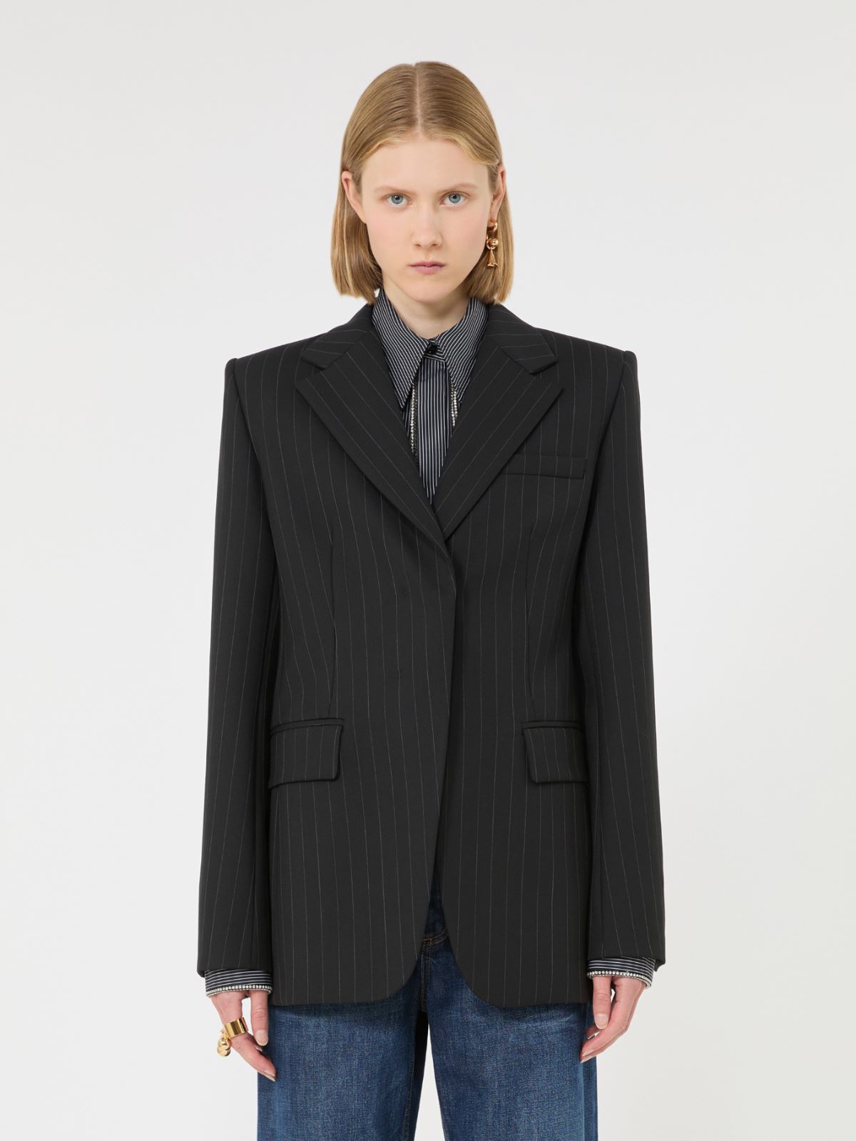 Stretch wool-blend blazer - BLACK - Max Mara - 2