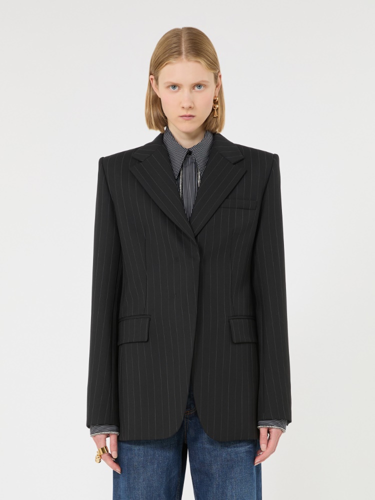 Stretch wool-blend blazer - BLACK - Max Mara - 2