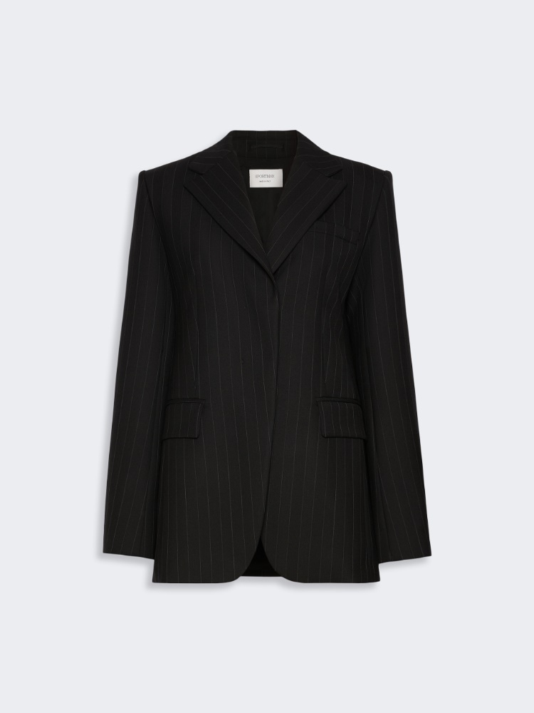 Stretch wool-blend blazer - BLACK