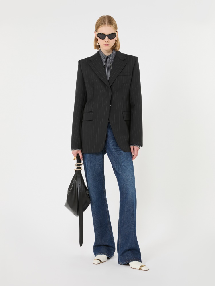 Stretch wool-blend blazer - BLACK - Max Mara