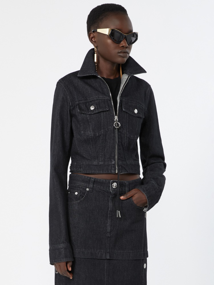 Denim fitted-waist jacket - BLACK - Max Mara - 4