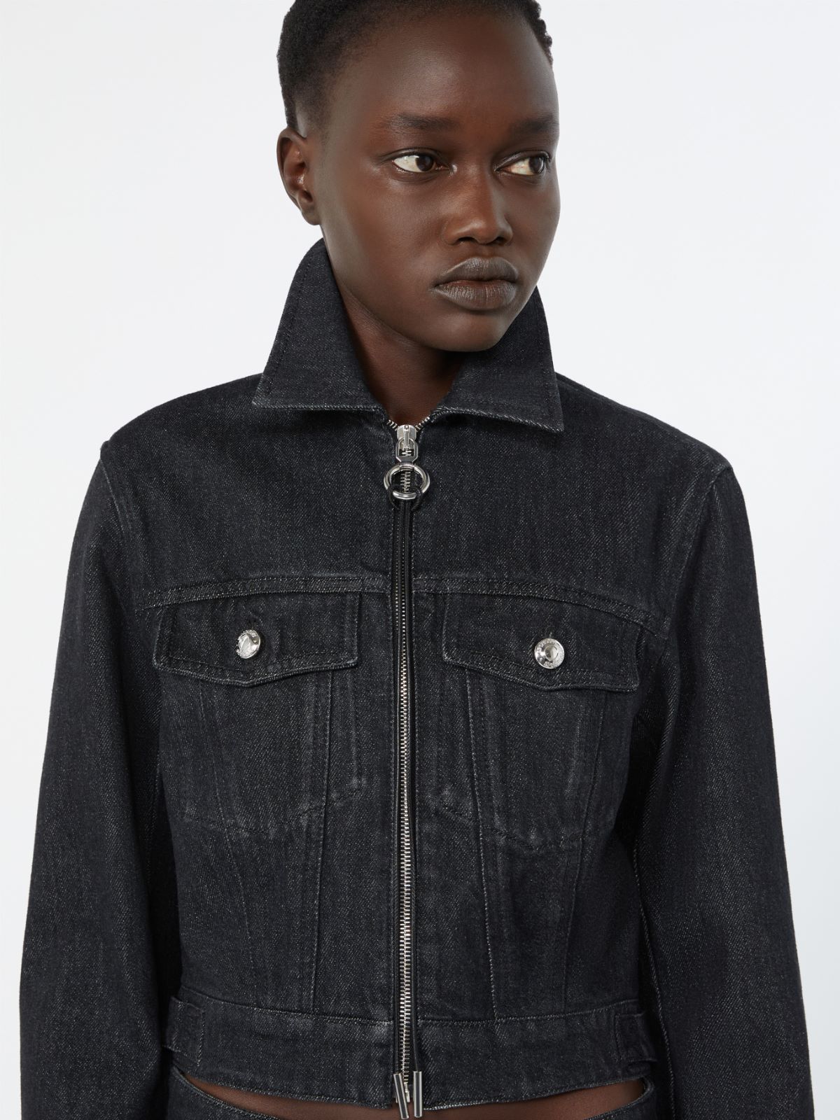 Denim fitted-waist jacket - BLACK - Max Mara - 5