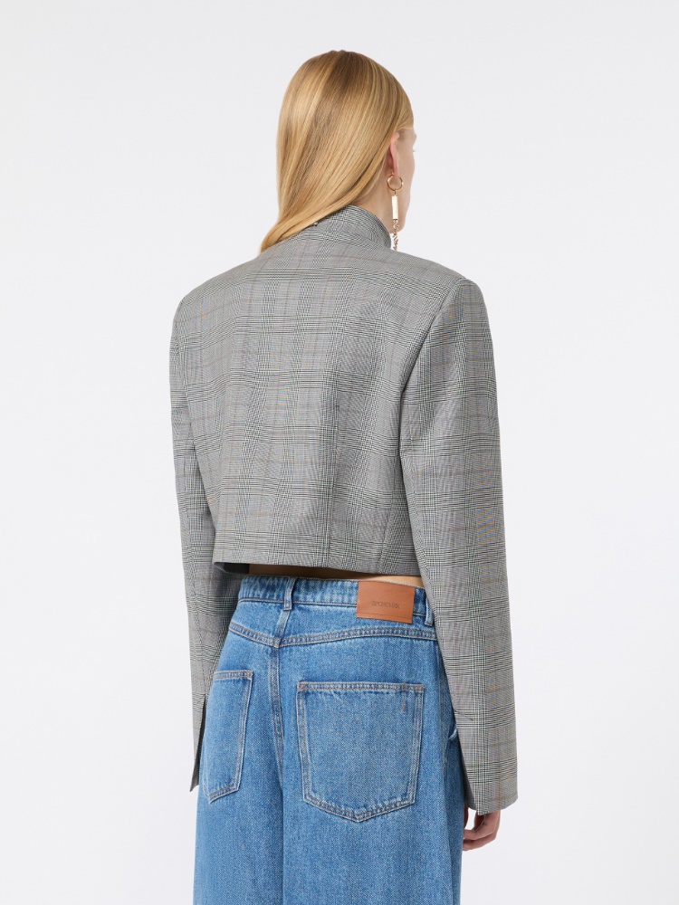 Short Glen plaid jacket - WHITE BLACK - 3