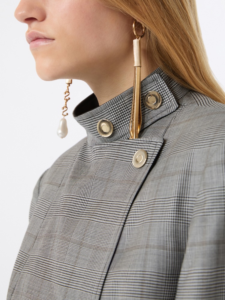 Short Glen plaid jacket - WHITE BLACK - 5