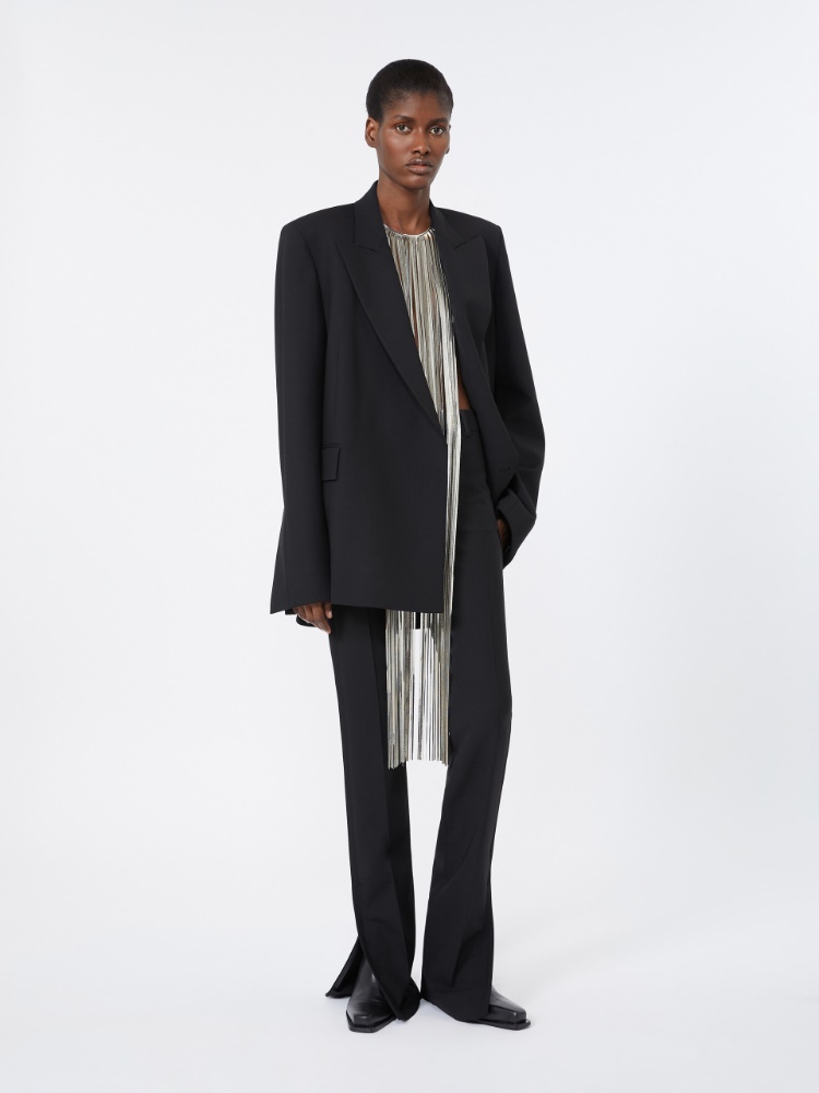 Maßgeschneiderter Blazer aus Techno-Wolle - SCHWARZ