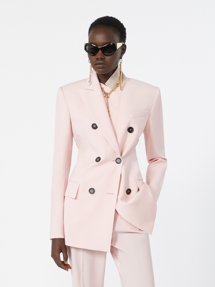 Double-breasted natural stretch wool blazer - ANTIQUE ROSE - 4
