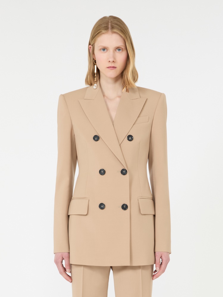 Double-breasted natural stretch wool blazer - BEIGE SHADED - 2