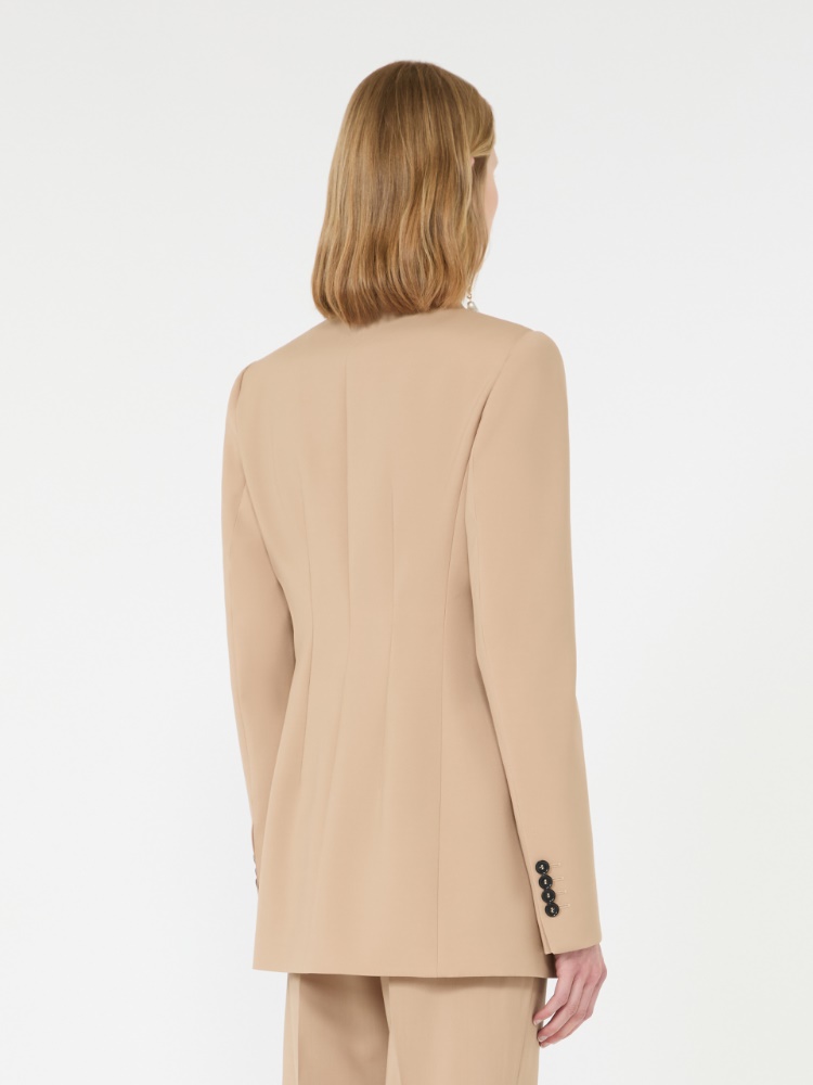 Double-breasted natural stretch wool blazer - BEIGE SHADED - 3