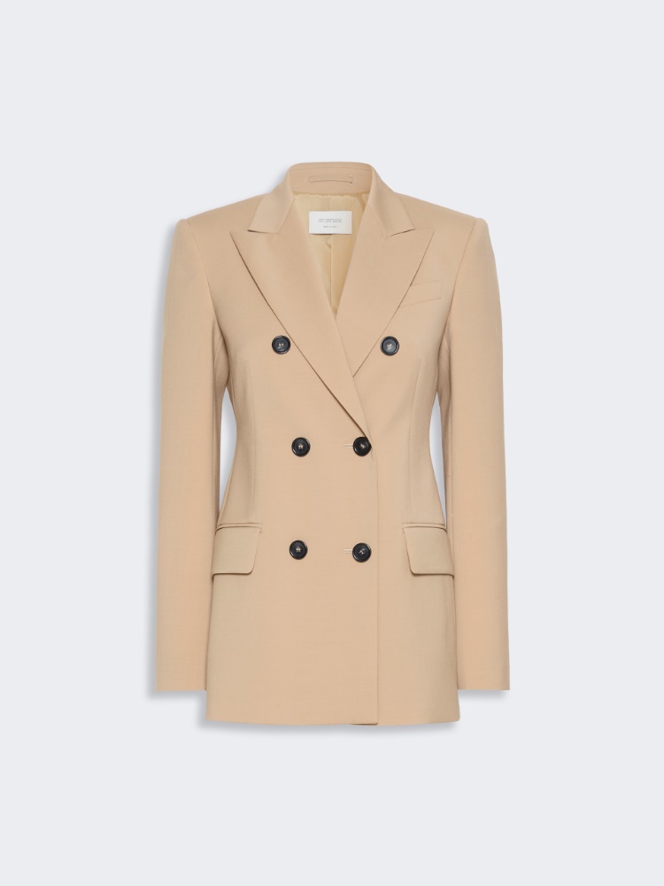 Double-breasted natural stretch wool blazer - BEIGE SHADED