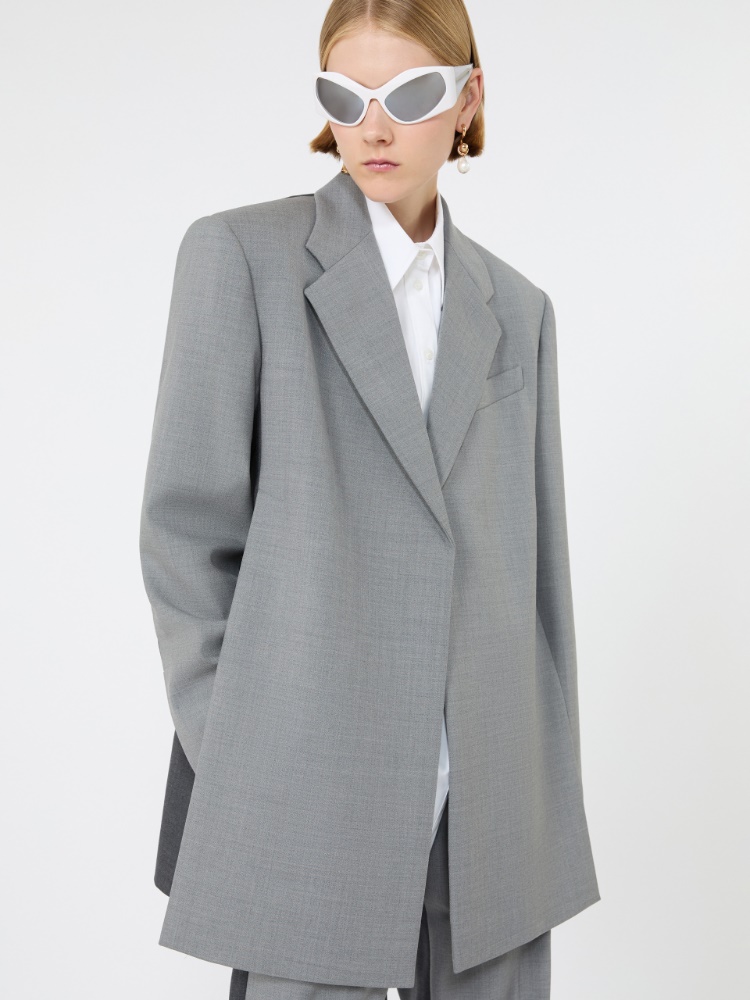 Straight-fit stretch wool blazer - MEDIUM GREY - Max Mara - 4
