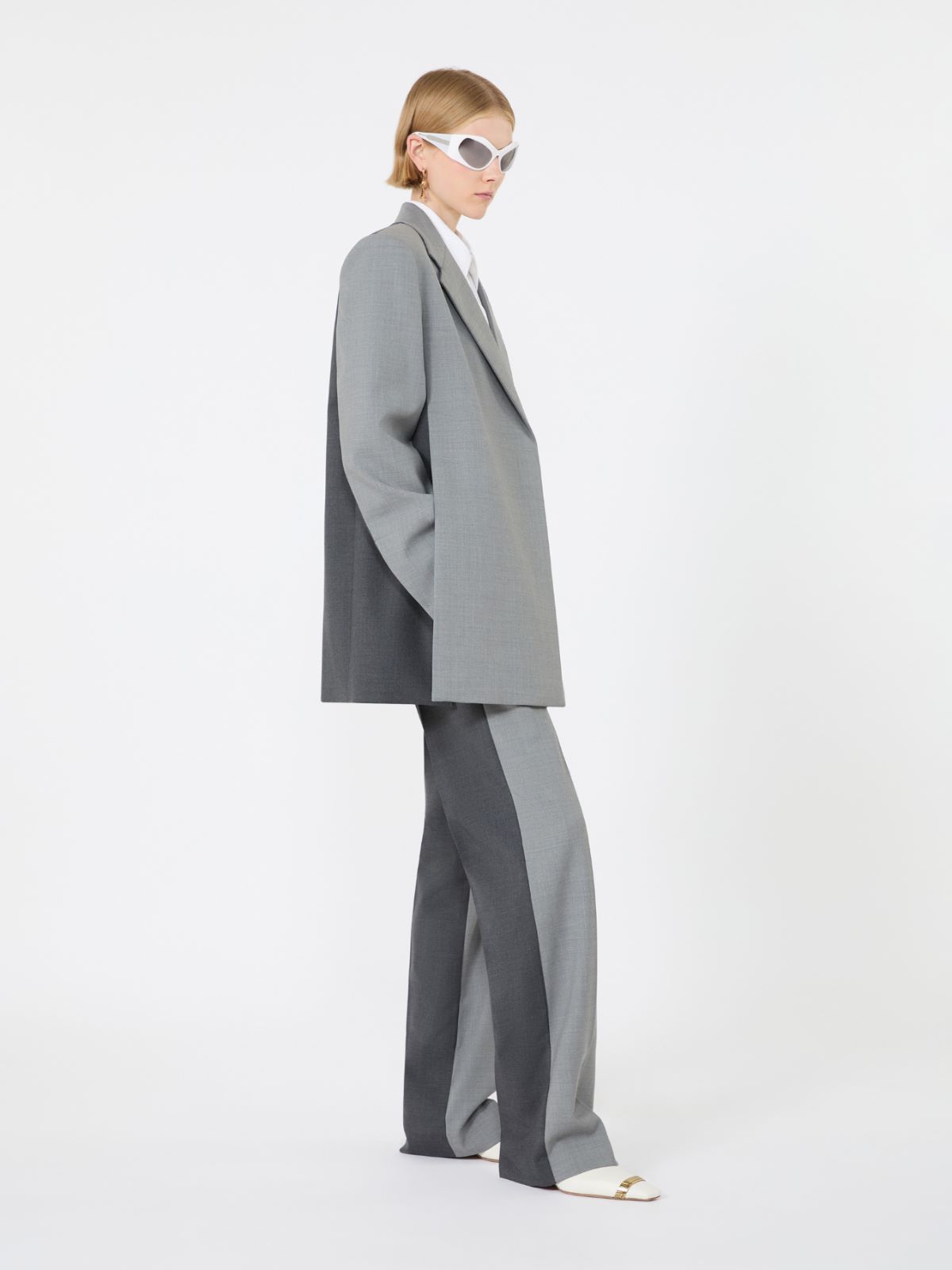 Straight-fit stretch wool blazer + MEDIUM GREY - Max Mara