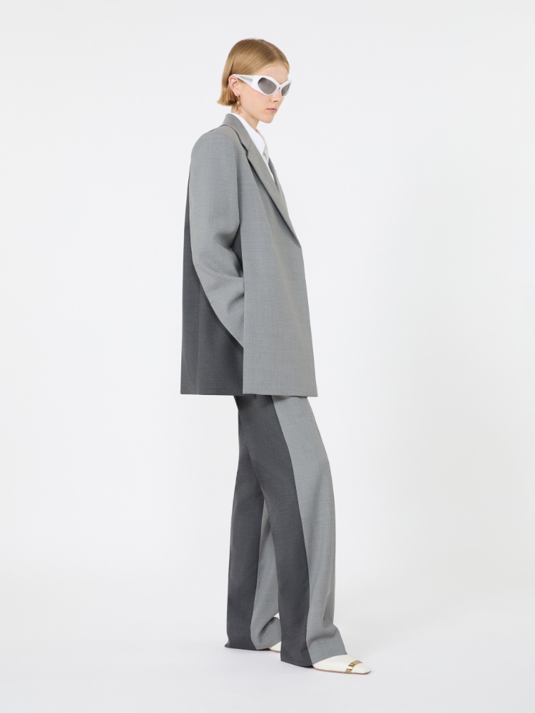 Straight-fit stretch wool blazer - MEDIUM GREY - Max Mara