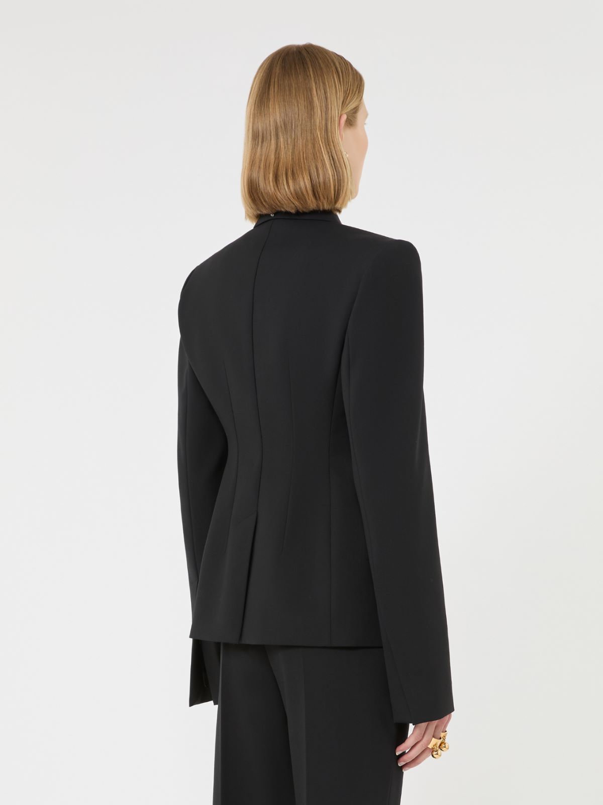 Double-breasted stretch wool blazer - BLACK - Max Mara - 3