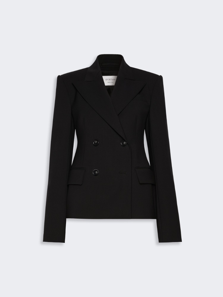 Double-breasted stretch wool blazer - BLACK - Max Mara - 6
