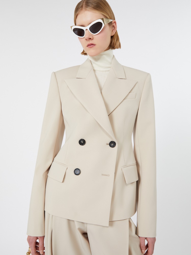Double-breasted stretch wool blazer - BEIGE - Max Mara - 4
