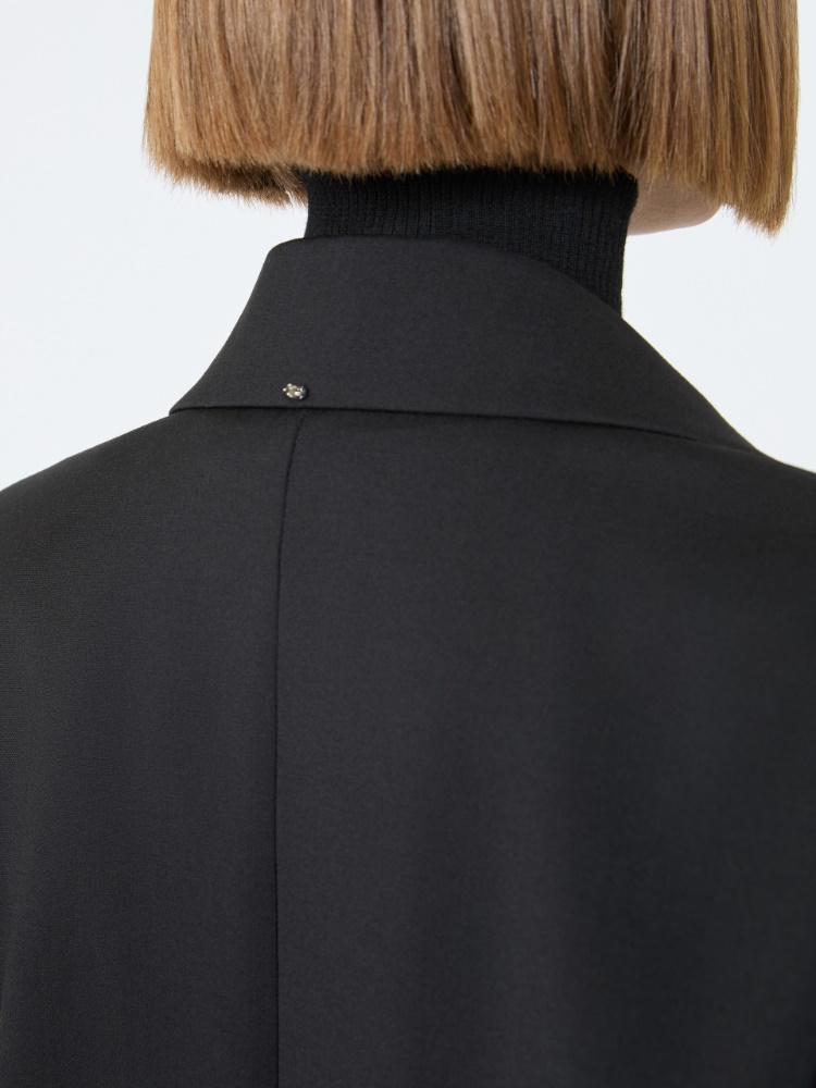 Oversized natural stretch wool blazer - BLACK - 5