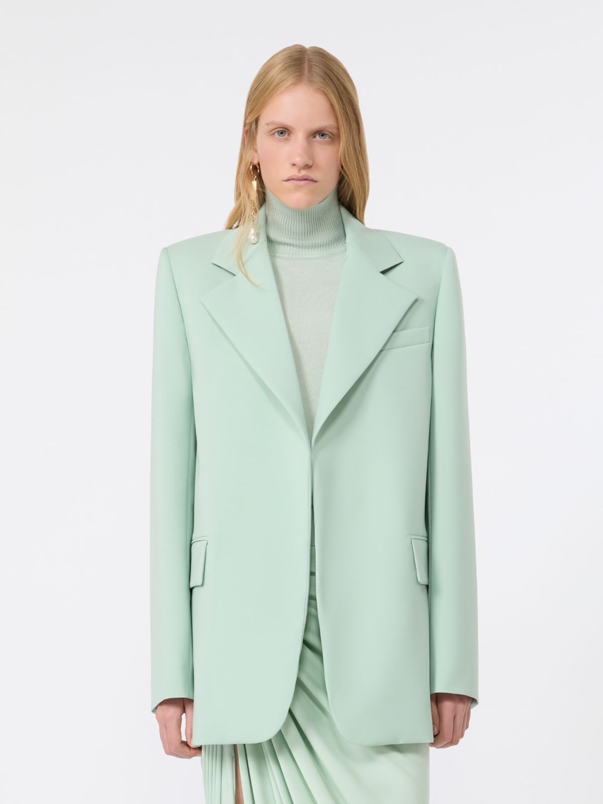 Oversized natural stretch wool blazer - PASTEL GREEN - Max Mara - 2