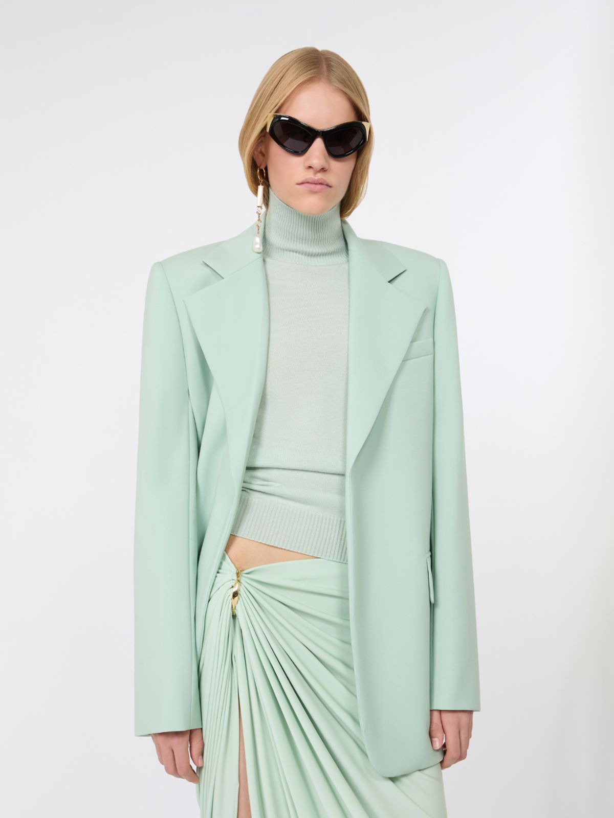 Oversized natural stretch wool blazer - PASTEL GREEN - Max Mara - 4