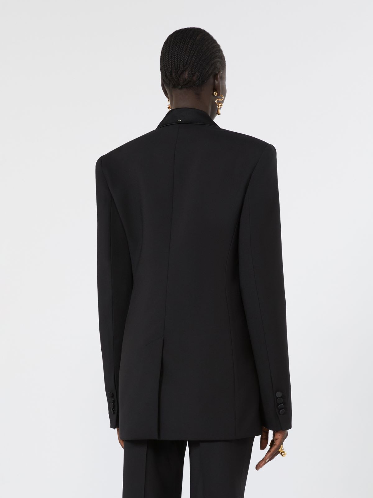Double-breasted stretch wool jacket - BLACK - Max Mara - 3