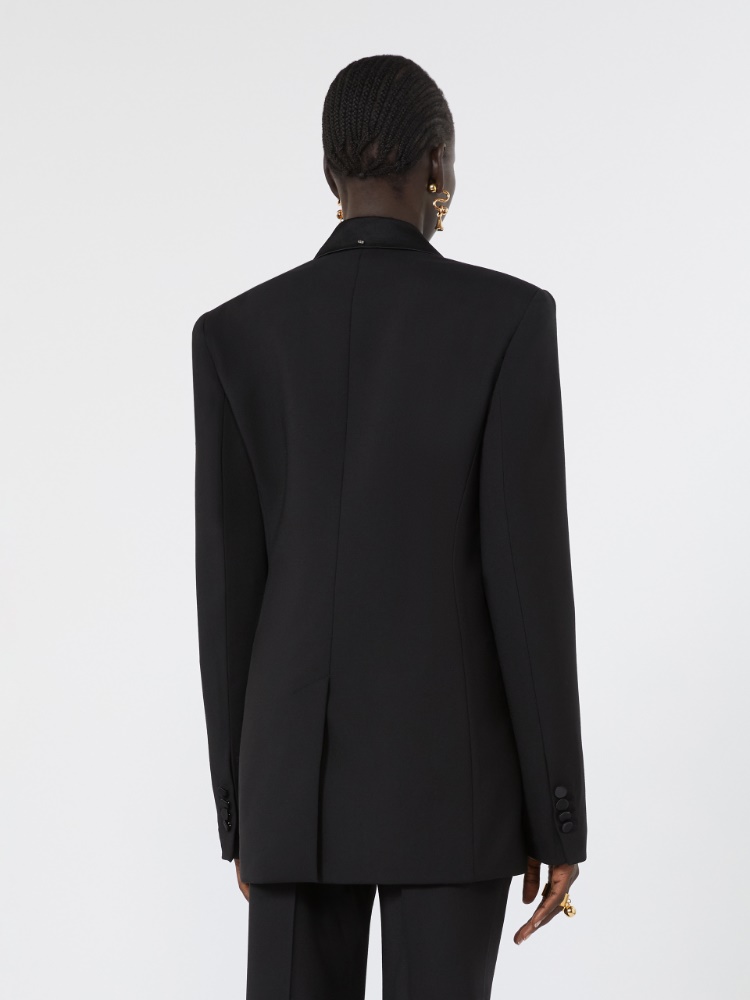Double-breasted stretch wool jacket - BLACK - Max Mara - 3