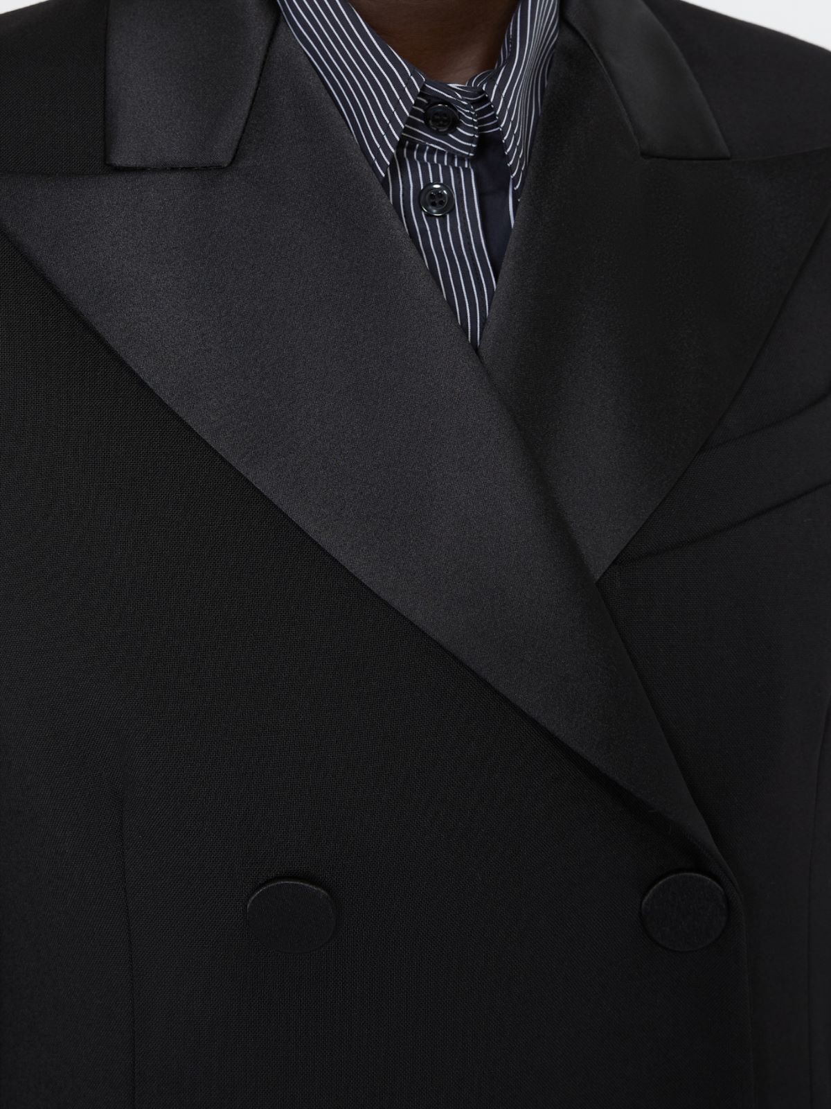 Double-breasted stretch wool jacket - BLACK - Max Mara - 5