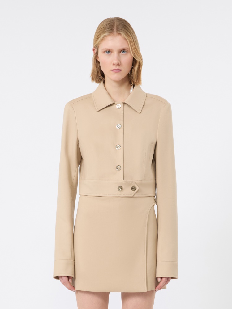 Short jacket in cotton-blend gabardine