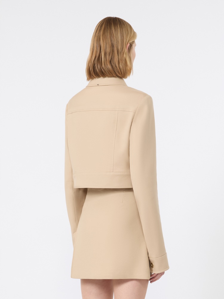 Short jacket in cotton-blend gabardine - BEIGE - 3