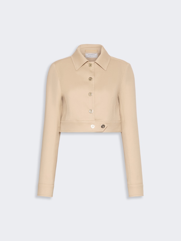 Short jacket in cotton-blend gabardine - BEIGE