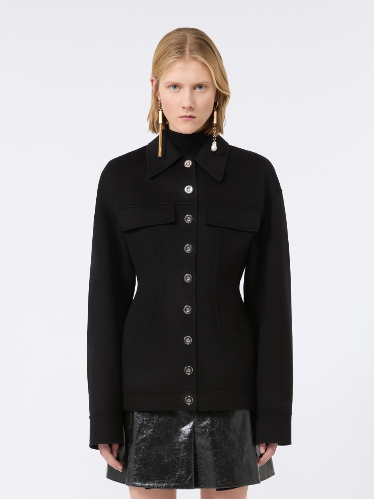 Pure wool shaped heavy jacket - BLACK - 2