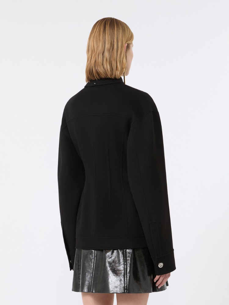 Pure wool shaped heavy jacket - BLACK - 3