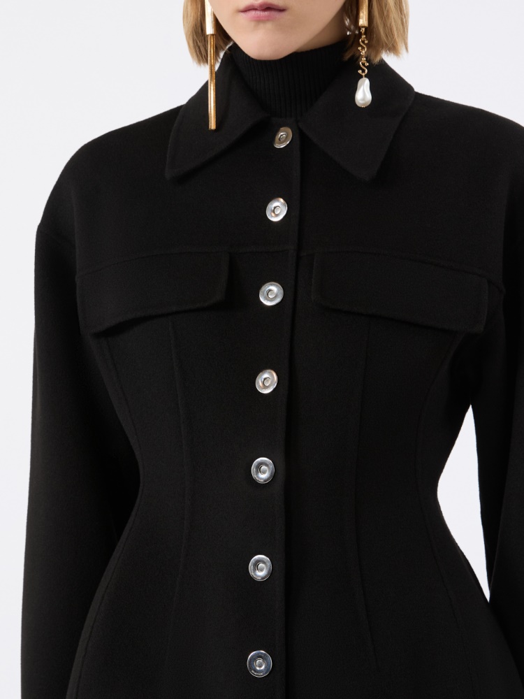 Pure wool shaped heavy jacket - BLACK - 5