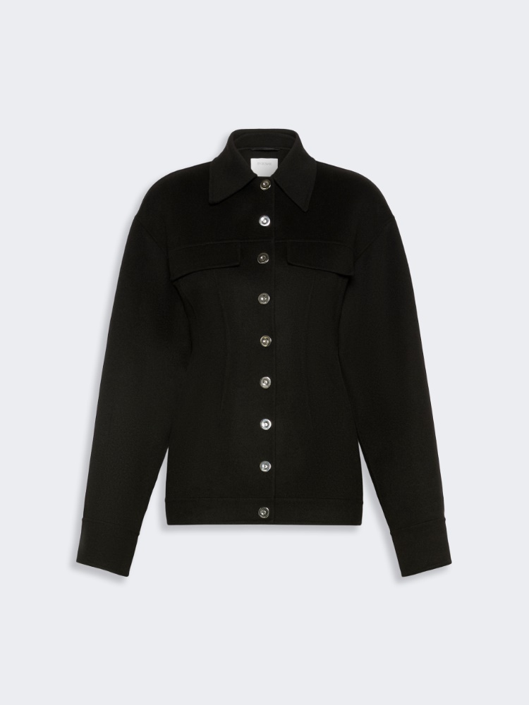 Pure wool shaped heavy jacket - BLACK