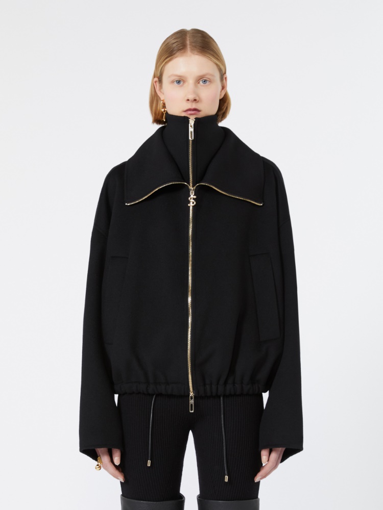 Pure wool bomber jacket with removable bib - BLACK - Max Mara - 2