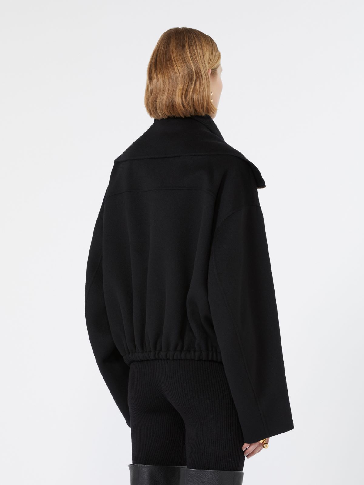 Pure wool bomber jacket with removable bib - BLACK - Max Mara - 3