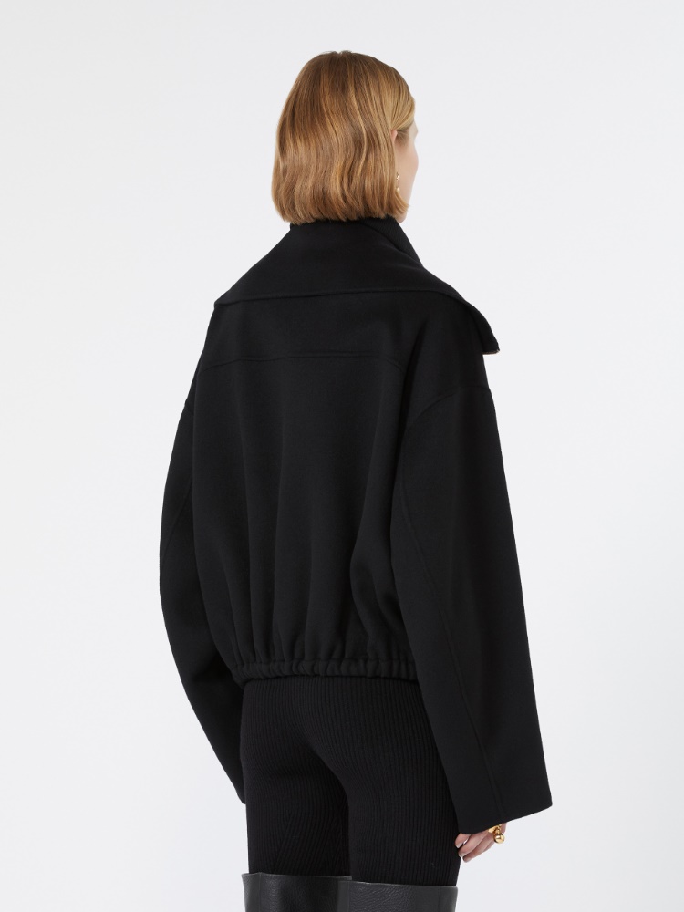 Pure wool bomber jacket with removable bib - BLACK - Max Mara - 3