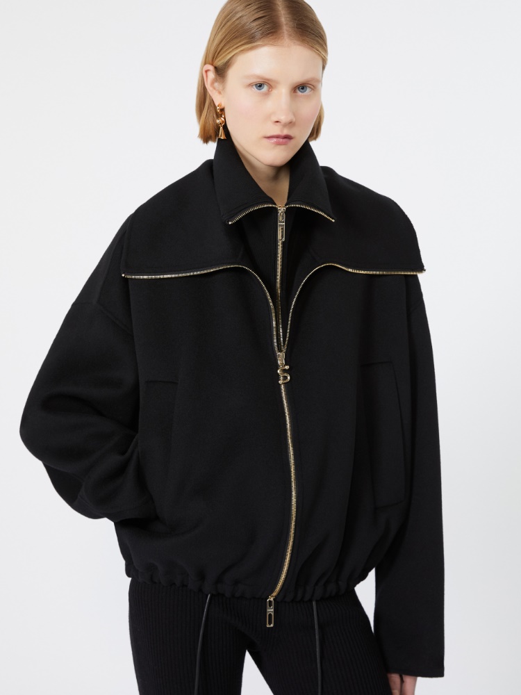 Pure wool bomber jacket with removable bib - BLACK - Max Mara - 5