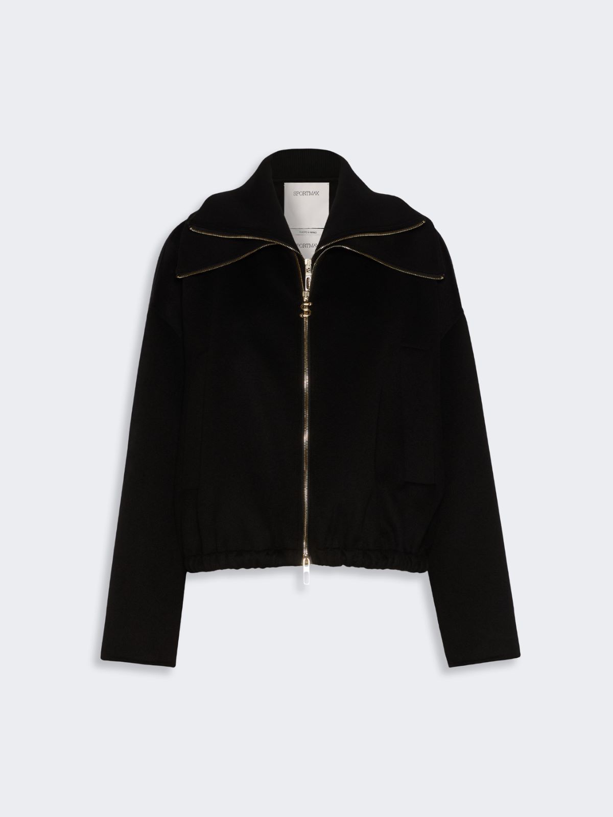 Max Mara Pure Wool Bomber Jacket With Removable Bib In Black