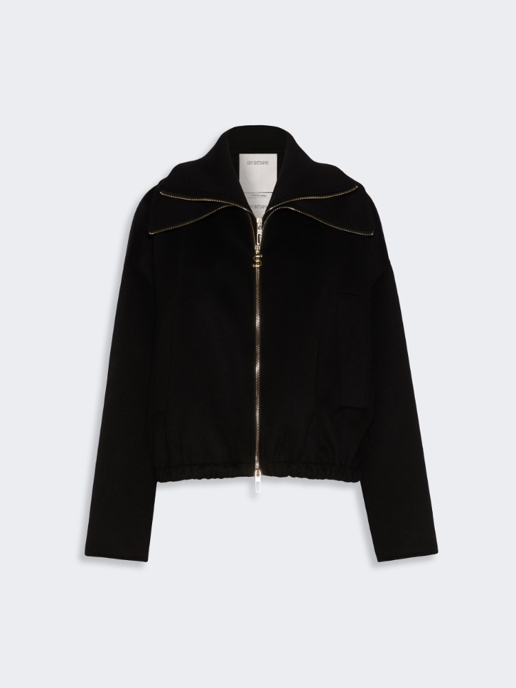 Pure wool bomber jacket with removable bib - BLACK - Max Mara - 6