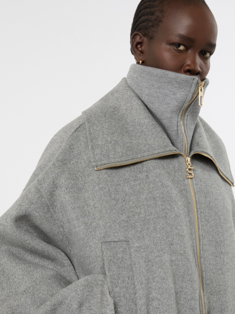 Pure wool bomber jacket with removable bib - MEDIUM GREY - Max Mara - 5
