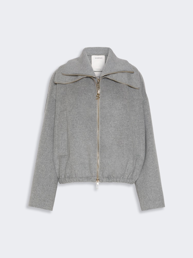 Pure wool bomber jacket with removable bib - MEDIUM GREY - Max Mara - 6