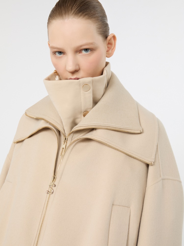 Pure wool bomber jacket with removable bib - BEIGE - Max Mara - 5