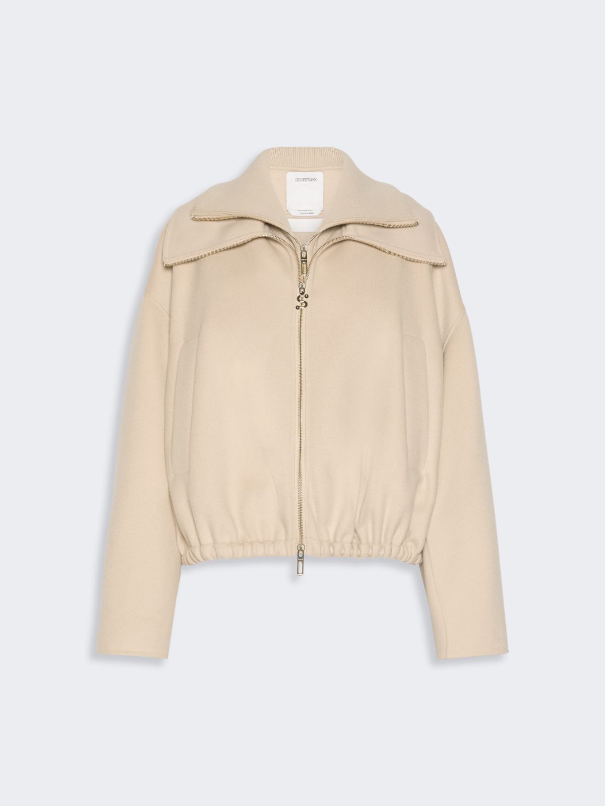 Max Mara Pure Wool Bomber Jacket With Removable Bib In Beige
