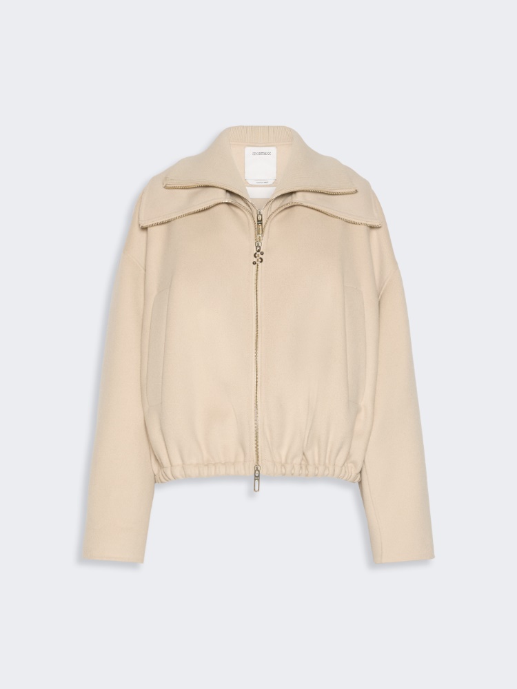 Pure wool bomber jacket with removable bib - BEIGE