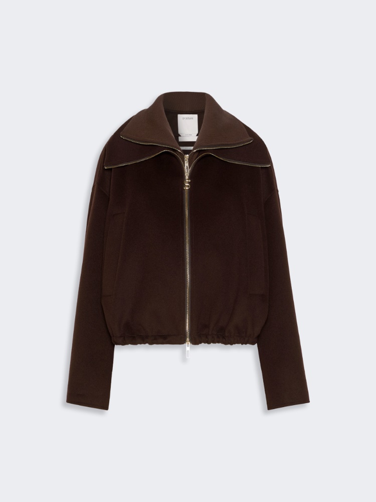 Pure wool bomber jacket with removable bib - CHOCOLATE - Max Mara - 6