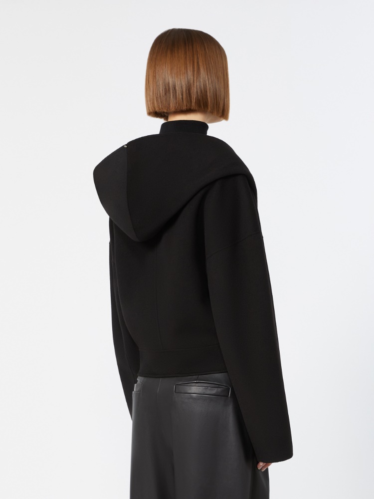 Oversized pure wool double fabric jacket - BLACK - 3